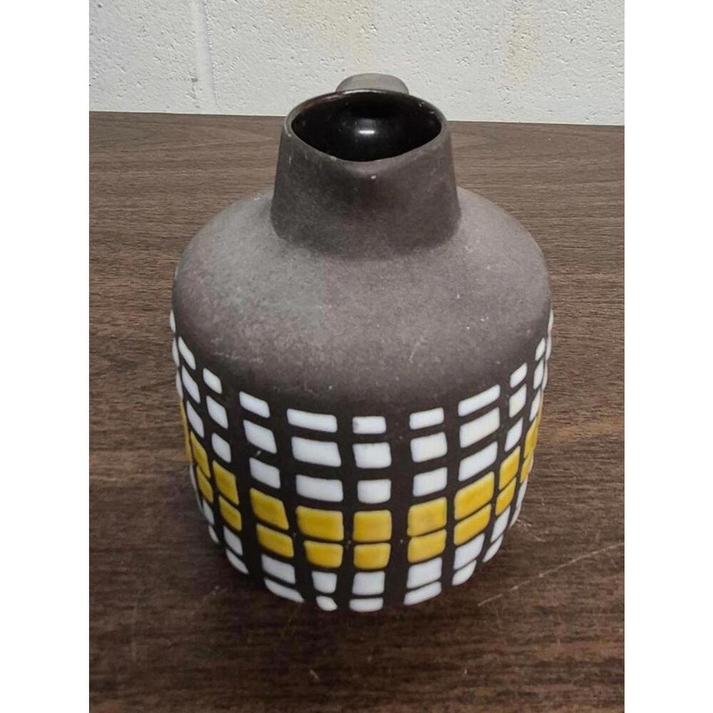 Vintage mini Ceramic Pitcher/Vase with Grid Design